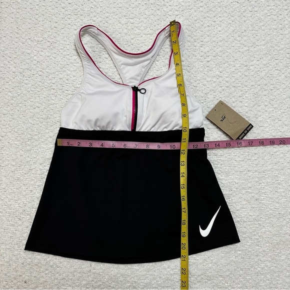 NWT Nike Tankini Swim Top Pink Black White With Zipper Women Sz S - Picture 2 of 7